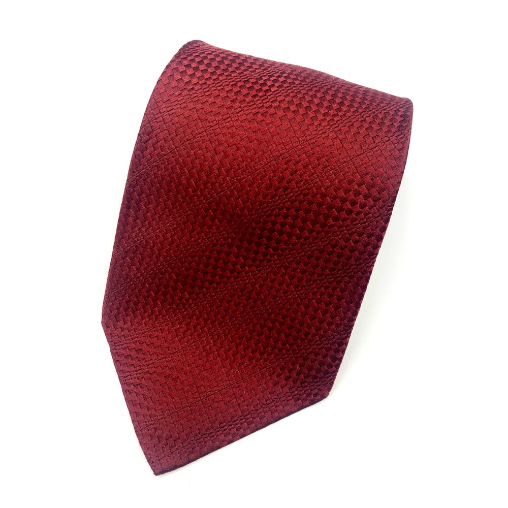 Vintage DKNY Burgundy/Red 100% Silk Men's Tie - 57 1/2" x‎ 3 7/8"
